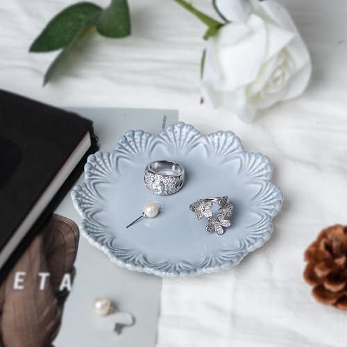 Ceramic Jewelry Dish, Decorative Tray for Rings Earrings Necklaces Bracelet Watch Keys, 4.50" Trinket Tray as Gifts for Women (Antique Shell) - Image 4