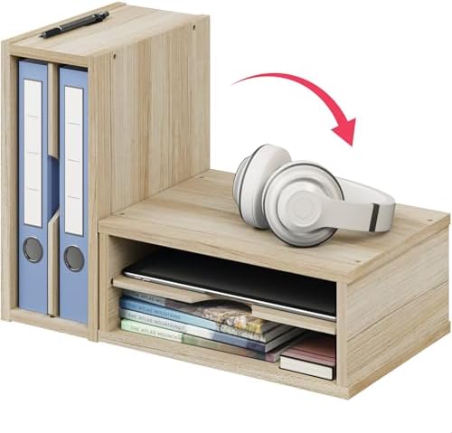 Ballucci 2-Tier Wooden Desk Organizer, Office Desk Organization, Mail Sorter, Paper Tray, File Folder Holder, Desktop Paper Organizer, Desk Organizers and Accessories, Natural Wood - Image 6