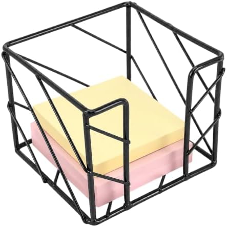 Sticky Note Holder with Iron Cutout，3.8x3.8 Inches, Gold Desk Accessories by Unknown