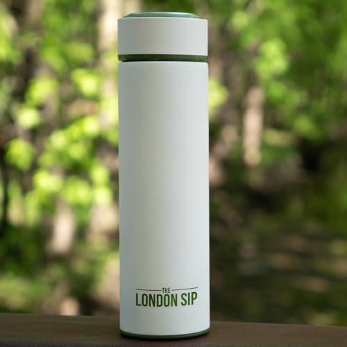London Sip 16.9 oz Multi-Purpose Tea Infuser Mug – Fruit Infuser Water Bottle for Hot and Cold – Double Wall Stainless Steel Insulated, Safari Beige - Image 3