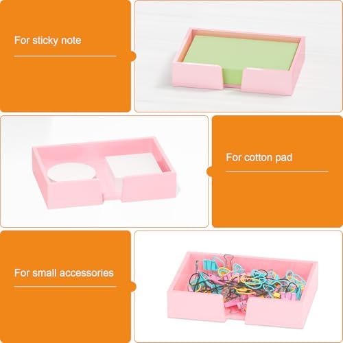 Beego Sticky Note Holder Organizer - 4x6 in Lightpink Acrylic Notepad Holder Acrylic Sticky Note Dispenser Cute Memo Holder (NO PADS) for Dorm Room Office Desk Organization - Image 7