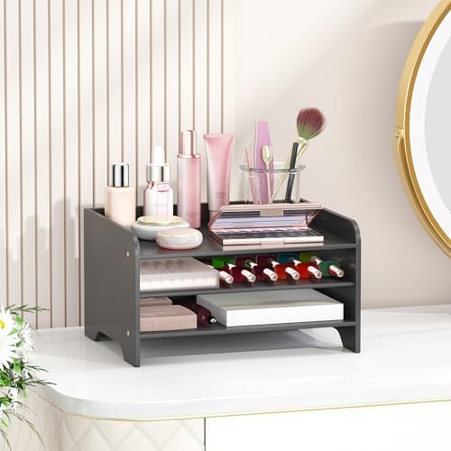 Bamboo File Organizer for Desk, Paper Tray with Pen Holder - Image 3