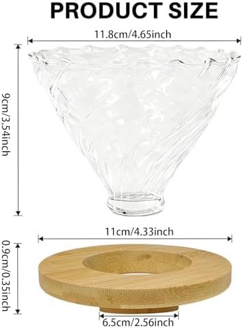 Gute Glass Pour Over Coffee Dripper with Bamboo Stand & Handle,1-4 Cups - Image 2