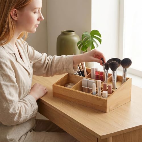 2 Pack Bamboo Art Supply Organizer - Image 2
