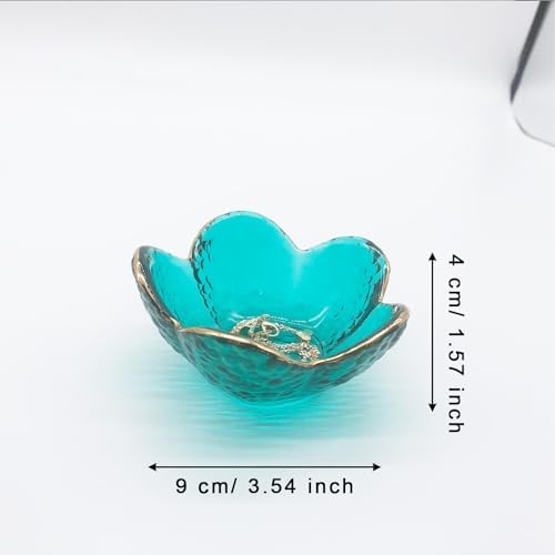 Green Flower Ring Jewelry Tray, Small Glass Jewelry Dish for Women, Room Decor Trinket Tray for Earrings Necklaces, Wedding Engagement Ring Holder, Key Dish Jewelry Plate Bowl Gift - Image 3