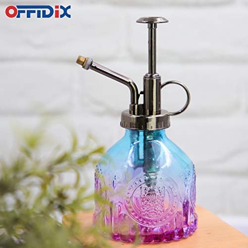 OFFIDIX Glass Plant Mister Spray Bottle, Mini Vintage Spritzer, Indoor/Outdoor Watering Can with Bronze Plastic Top Pump - Image 4
