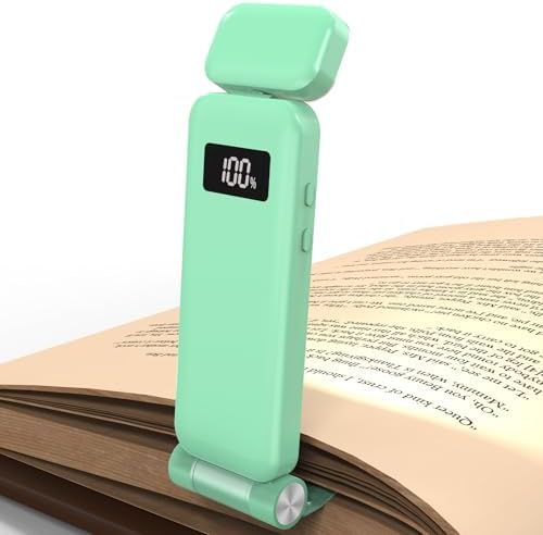 KTEBO Rechargeable Book Light with Clip & Battery Indicator, 9 Luminescence Modes, USB-C Portable 1.6 oz Ultralight Lamp for Night Reading in Bed, Readers - Green by KTEBO