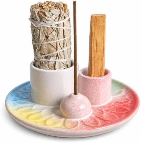 Ceramic Palo Santo and Sage Incense Holder, 4 Mixed Colors by ToolSentryX