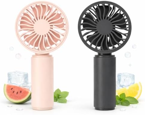 VanSmaGo 2 Pack Mini Handheld Fan, USB Rechargeable Portable Fan with 3 Speeds, Detachable Cover, Small Pocket Personal Fan for Women Makeup, Eyelash Extensions, Skincare and Office Desk by VanSmaGo