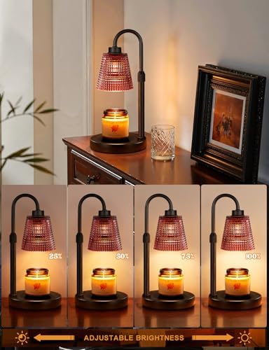 Pomegranate Red Candle Warmer Lamp with Timer, Dimmable Candle Warmer for Home Decor, Height Adjustable Candle Lamp for Jar Candles, Birthday Gifts for Women Mom, House Warming Gifts New Home - Image 2