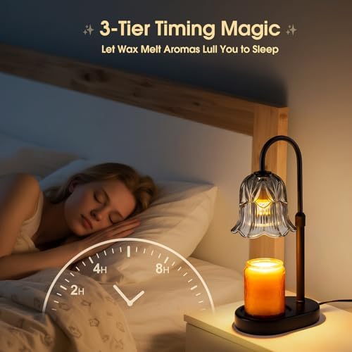 Candle Warmer Lamp Adjustable Timer Electric－ Gray Flower Shaped Wax Melting Lamp - Image 5