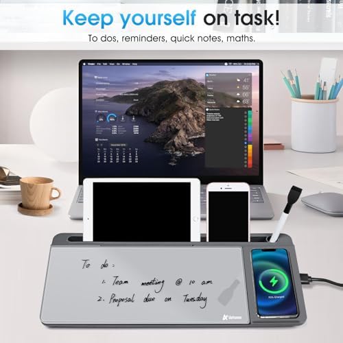 Varhomax Glass Desk Whiteboard with Wireless Charger - Image 7