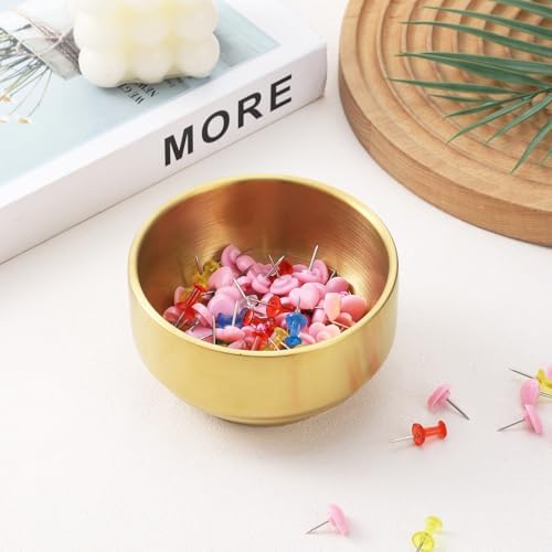 Paper Clip Holder for Desk Stainless Steel Paperclip Holder Round Gold Office Desk Accessories Gold Desks Accessories Cute Elegant Desks Organizer for Binder Clips - Image 7