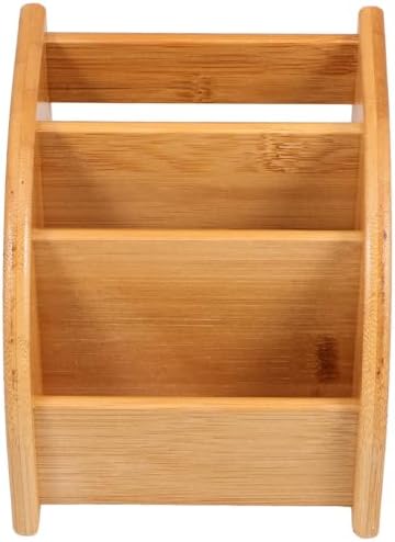 Natural Bamboo Desk Organizer, Multi-use Pen Holder Bathroom Vanity Storage, Sturdy Countertop Organizer for Office Supplies, Makeup, Utensils & Home Kitchen - Image 3