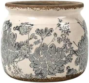 Small Ceramic Planter with Drainage – 4 Inch Vintage Flower Pot (Grey) by PotSonntag