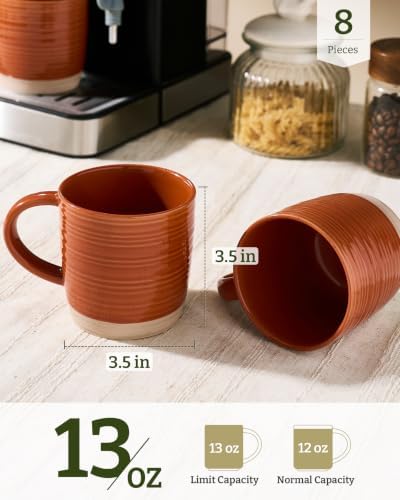 famiware Coffee Mugs Set of 8, 13 oz Mug Set, Ceramic Cup Set with Handle - Image 3