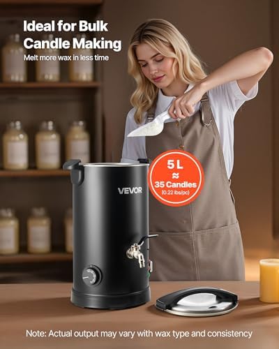 VEVOR 10Lbs Wax Melter for Candle Making, Fast and Even Heating, with Easy Pour Spout and Temperature Control, Hourglass Base for Non-Stick Smooth Flow, Wax Melting Pot for Making Candles Soaps - Image 4