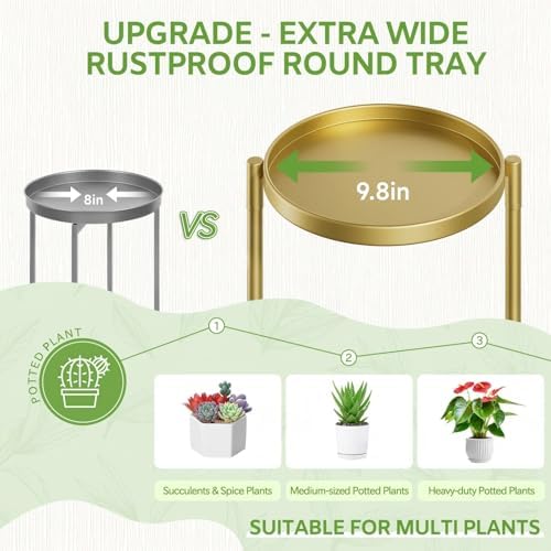 iDavosic.ly 7 Tier Large Plant Stand Indoor Outdoor, 10 In Wide Tray, Gold - Image 3