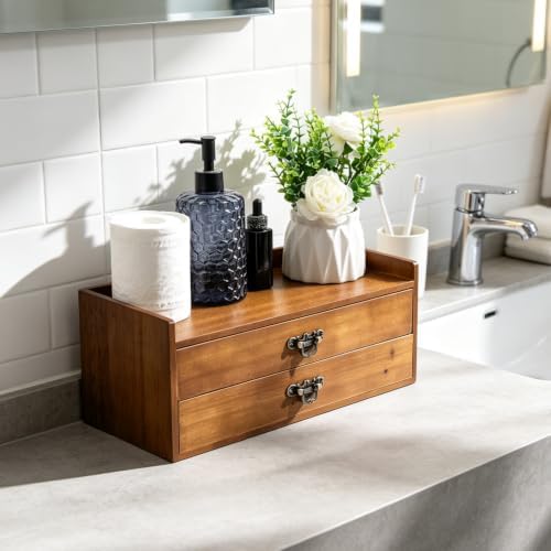 Wooden Drawers Organizer Soild 2 layers Desktop Drawer Storage Box - Image 7