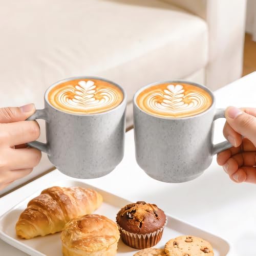Pilnocok 8 oz Ceramic Small Mugs Set of 2, White - Image 5