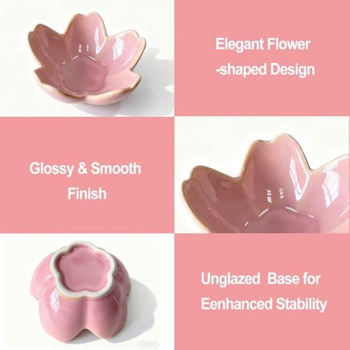 Samchilderlan Pink Flower Ring Dish Ceramic Jewelry Tray Small Trinket Dish - Image 6