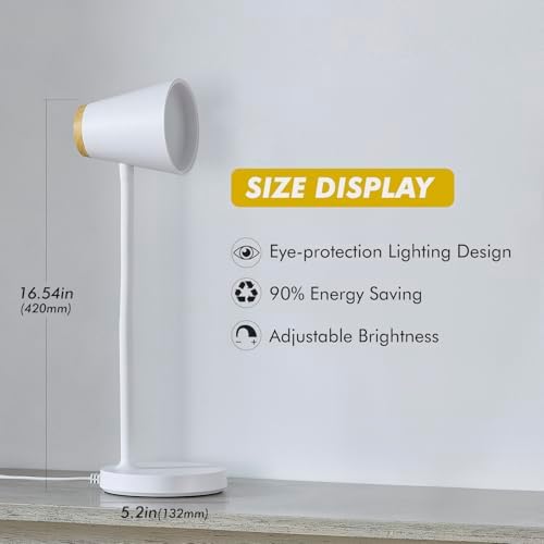 EJIAXIN Desk Lamp for College Dorm Room - Small LED Desk Lamp Touch Dimmable Reading Light for Home Office - Adjustable Flexible Gooseneck Table Lamp for Bedside Bedroom Nightstand White - Image 3
