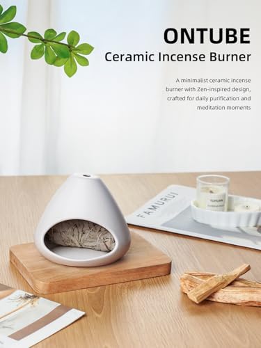 Ceramic Palo Santo Holder, Modern Incense Burner, Smudge Bowl (White) - Image 3