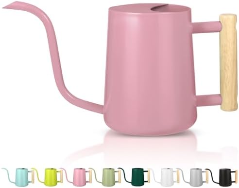 Watering Can Indoor Plants, 35oz Small Indoor Stainless Steel Metal Watering Can Modern Decorative Watering Pot with Long Spout for Indoor House Plant Bonsai Garden Flowers (Pink) by GUKJOB
