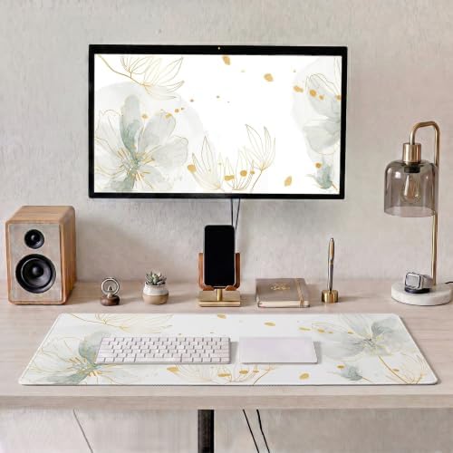 Aesthetic Floral Desk Mat, 31.5 x 11.8 Inch Mouse Pad, Dusty Green - Image 2