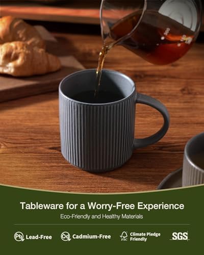 famiware Coffee Mug Set of 8, Star 12 oz Ceramic Mugs Cups Set with Handle - Image 2