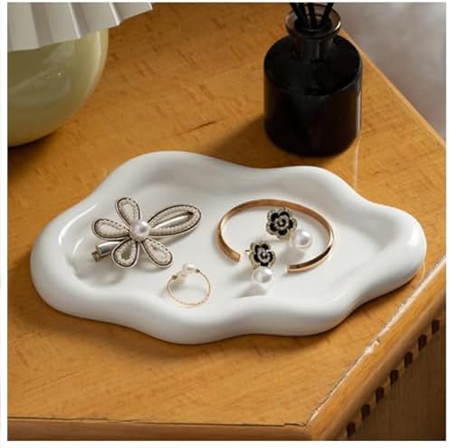 Ceramic Jewelry Tray, Cute Cloud Tray, White Trinket Dish, Ring Holder for Vanity Bathroom Nightstand Decor, Small Ring Dish Birthday Gifts for Women, Jewlery Plate Bowl for Keys, Candles - Image 3
