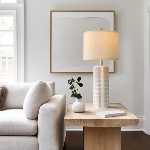PoKat 27.5'' Tall Table Lamps for Living Room Set of 2, Ceramic Bedroom Lamps for Night Stands, Modern Bedside Lamps for Bedroom Living Room, Nightstand Lamps for End Table, Hallway, Gold and White - Image 4