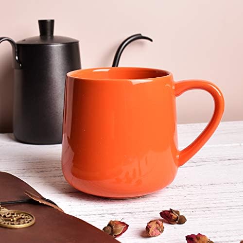 Bosmarlin Glossy Ceramic Coffee Mug, Tea Cup for Office and Home, 18 oz, Suitable forDishwasher and Microwave(Orange, 1) - Image 3