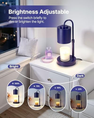 CASTLELIFE Dimmable Candle Warmer Lamp with Timer, Height Adjustable Candle Warmer for Jar Candles, Electric Wax Melt Warmer for Home Decor House Warming Gifts, Birthday Gifts for Women,Blue - Image 3