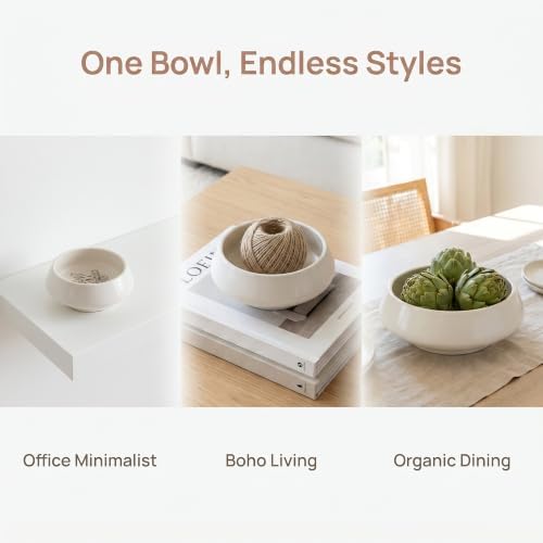 Irregular Ceramic Decorative Bowl Style Planter & Catchall Tray for Keys, Modern Centerpiece Bowl for Home Decor 3.9" L x 3.9" W x 2" H White - Image 5