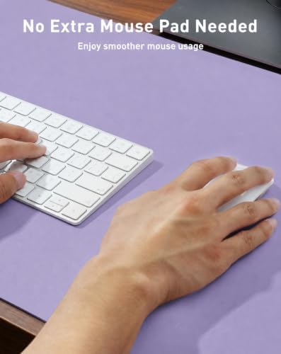 Aothia Faux Leather Desk Mat Mouse Pad, 63" x 17", Light Purple - Image 5