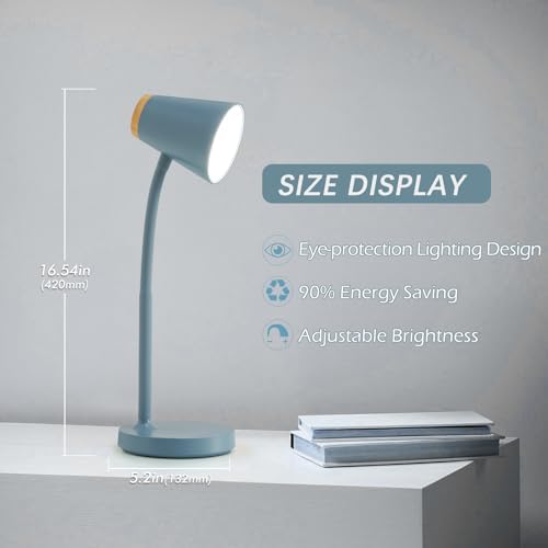 EJIAXIN Desk Lamps for Home Office - Small LED Desk Lamp Touch Dimmable Reading Light for College Dorm Room - Adjustable Flexible Gooseneck Table Lamp for Bedside Bedroom Nightstand Blue - Image 3
