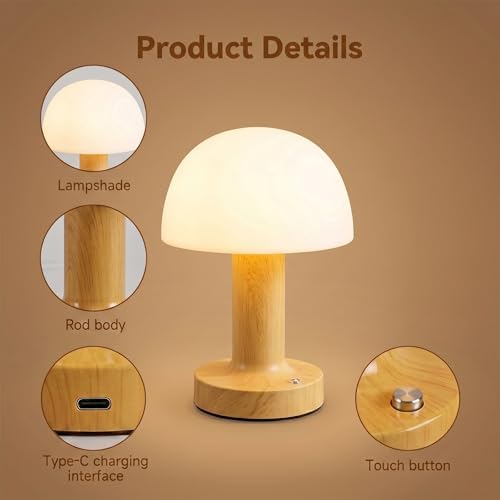 Rechargeable Table Lamp, Round, 2000mAh Cordless Touch Desk Lamp - Image 5
