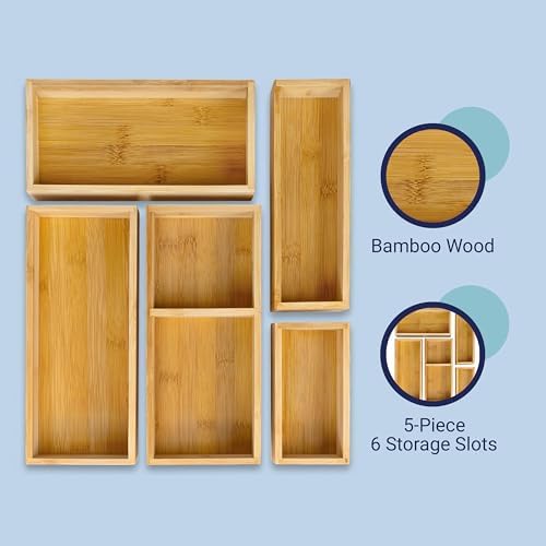 happimess Eldora 5-Piece Handcrafted Bamboo Drawer Organizers, Natural - Image 5