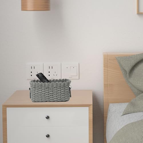 Woven Paper Rope Wicker Basket for Organizing(Set of 3,Grey) - Image 3