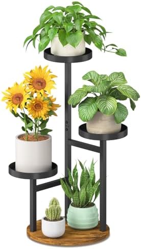 iDavosic.ly 3 Tier Plant Stand Indoor, Corner Tiered Holder Shelf, Brown by iDavosicly