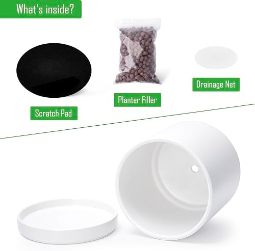 D'vine Dev 2-Pack Ceramic Pots with Saucers, White, 10 in, 94-V-E-1 - Image 4