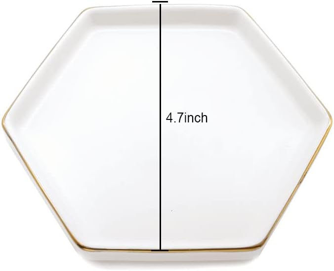 HANKOR 4.7 inch Ceramic Jewelry Dish Tray, Small Ring Holder Dish, White Catch All Trinket Tray for Keys Rings Earrings - Image 5