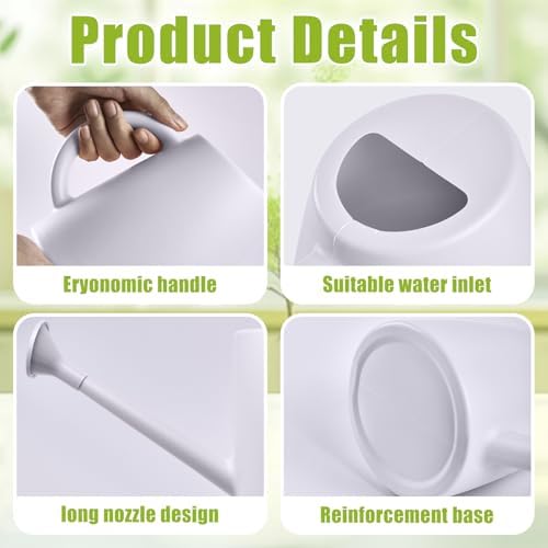 ZXJ Plant Watering Cans for Indoor and Outdoor Home Garden Plants - with Long Spout - White - 1/2 Gallon - Image 3