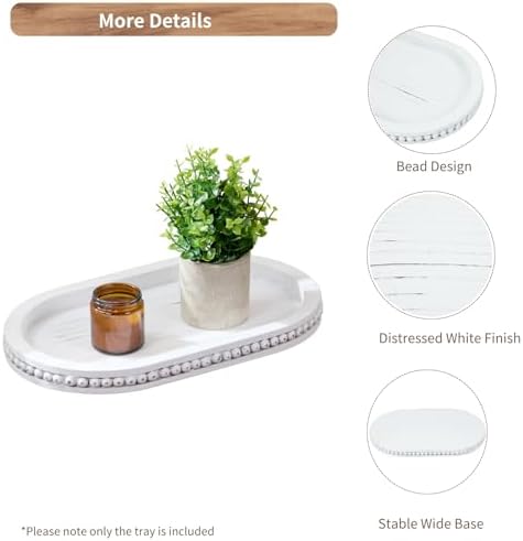 Decorative Oval White Wood Tray, Tray Decor for Coffee Table - Image 3