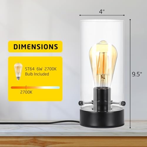 Table Lamp for bedroom, Modern Glass Lamp Bedside Lamps for Night stands - Image 2