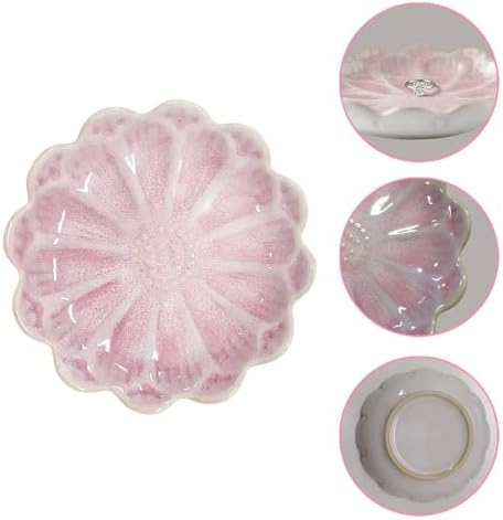 Lotus Ceramic Jewelry Tray, Small Trinket Jewelry Ring Holder Organizing Dish, for Parents Daughter Friends Sister, Birthday Gifts for Women, Pink - Image 2