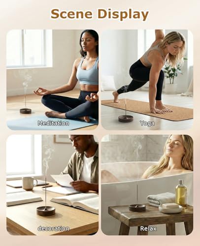 3PCS Incense Holder for Sticks with 3PCS Ash Brush, Wooden Black Walnut Burner Ash Catcher Bowl Tray for Home Décor, Meditation, Yoga, Spa - Image 4