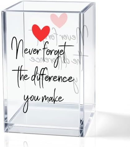 Never Forget The Difference You Make Acrylic Pencil Holder Cup, Farewell Retirement Thank You Gifts for Women Nurse Employee, Inspirational Pen Holder for Coworker Leader, Makeup Brushes Holder by QYUVK