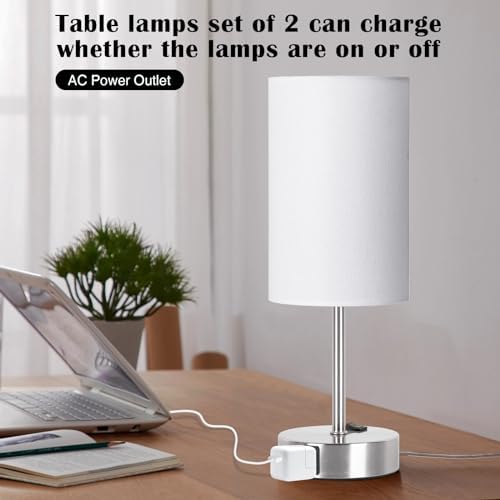 ZJOJO Table Lamps for Bedroom Set of 2, Bedside Small Lamps with AC Outlet - Image 7